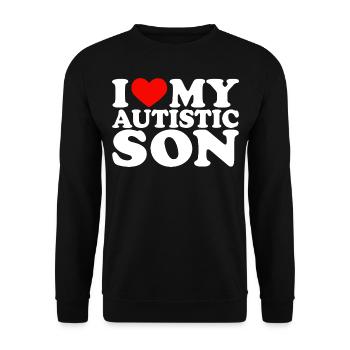 I Love My Autistic Son I Red Heart My Son - Unisex Pullover - Schwarz - Vorne - Alina (178cm) & Michal (187cm)