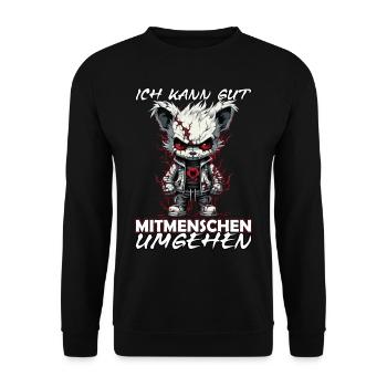 Ich kann gut mit Menschen umgehen - Sarkasmus - Unisex Pullover - Schwarz - Vorne - Alina (178cm) & Michal (187cm)