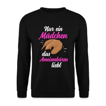 Mädchen das Ameisenbär liebt Ameisenfresser - Unisex Pullover - Schwarz - Vorne - Alina (178cm) & Michal (187cm)