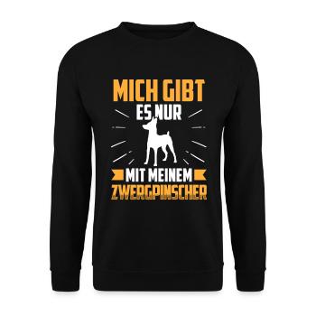 Nur mit meinem Zwergpinscher Pinscher - Unisex Pullover - Schwarz - Vorne - Alina (178cm) & Michal (187cm)