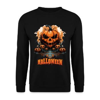Halloween Jack O Lantern Pumpkin - Unisex Sweatshirt - black - Front - Alina (178cm) & Michal (187cm)
