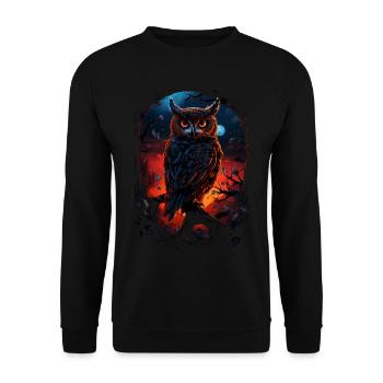 Beautiful owl with big eyes at night - Unisex Sweatshirt - black - Front - Alina (178cm) & Michal (187cm)