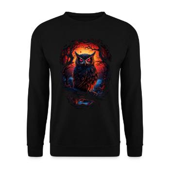 Beautiful owl with big eyes at night - Unisex Sweatshirt - black - Front - Alina (178cm) & Michal (187cm)