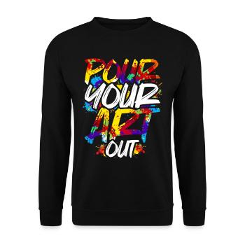 Peinture fluide Flüssiges Malen Versez votre art - Sweat-shirt Unisexe - noir - Devant - Alina (178cm) & Michal (187cm)