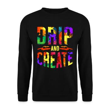 Fluid Painting Flüssiges Malen Drip And Create - Unisex Pullover - Schwarz - Vorne - Alina (178cm) & Michal (187cm)