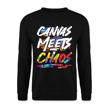 Fluid Painting Flüssiges Malen Canvas Meets Chaos - Unisex Pullover - Schwarz - Vorne - Alina (178cm) & Michal (187cm)