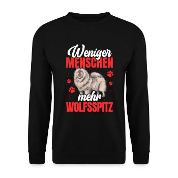 Mehr Wolfsspitz Deutscher Keeshond - Unisex Pullover - Schwarz - Vorne - Alina (178cm) & Michal (187cm)