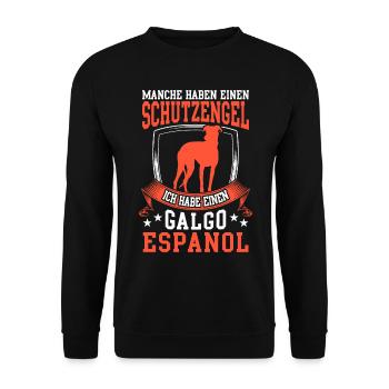 Habe einen Galgo Espanol Spanischer Windhund - Unisex Pullover - Schwarz - Vorne - Alina (178cm) & Michal (187cm)