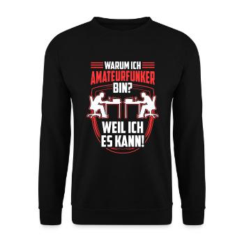 Amateurfunker weil ich kann Funkamateur - Unisex Pullover - Schwarz - Vorne - Alina (178cm) & Michal (187cm)