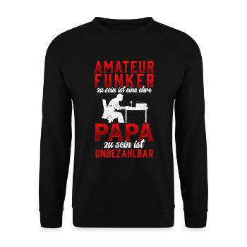 Amateurfunker ist unbezahlbar Hobbyfunker - Unisex Pullover - Schwarz - Vorne - Alina (178cm) & Michal (187cm)