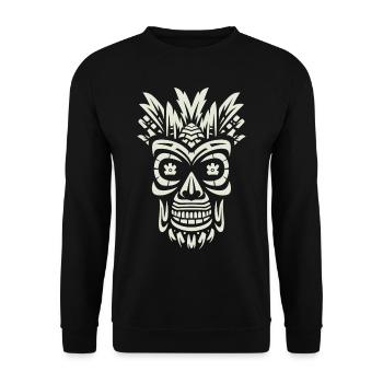 Tribal Tiki Maori Masque Polynésien Rétro Polynésien - Sweat-shirt Unisexe - noir - Devant - Alina (178cm) & Michal (187cm)