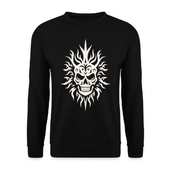 Skull Tribal Tiki Rétro Masque - Sweat-shirt Unisexe - noir - Devant - Alina (178cm) & Michal (187cm)