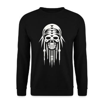 Skull Tribal Tiki Rétro Masque - Sweat-shirt Unisexe - noir - Devant - Alina (178cm) & Michal (187cm)