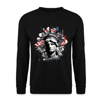 New York City Statue of Liberty USA America Fan - Unisex Sweatshirt - black - Front - Alina (178cm) & Michal (187cm)