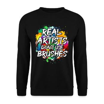 Fluid Painting Real Artists Don't Use Brushes - Unisex Sweatshirt - black - Front - Alina (178cm) & Michal (187cm)