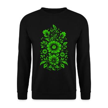 Schönes grünes Blumenmuster - Unisex Pullover - Schwarz - Vorne - Alina (178cm) & Michal (187cm)