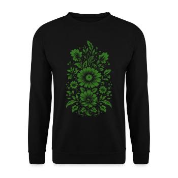 Beautiful green floral pattern - Unisex Sweatshirt - black - Front - Alina (178cm) & Michal (187cm)
