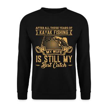 Fishing Kayak Paddling - Unisex Sweatshirt - black - Front - Alina (178cm) & Michal (187cm)