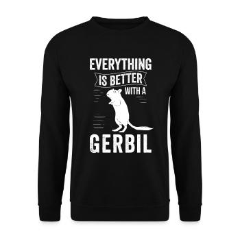 Tout va mieux avec gerbille rat de course Gerbille - Sweat-shirt Unisexe - noir - Devant - Alina (178cm) & Michal (187cm)