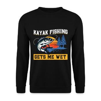 Fishing Kayak Paddling - Unisex Sweatshirt - black - Front - Alina (178cm) & Michal (187cm)