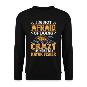 Fishing Kayak Paddling - Unisex Sweatshirt - black - Front - Alina (178cm) & Michal (187cm)
