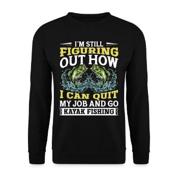 Fishing Kayak Paddling - Unisex Sweatshirt - black - Front - Alina (178cm) & Michal (187cm)