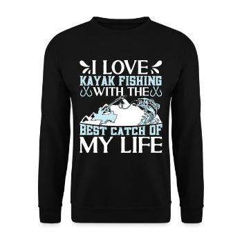 Fishing Kayak Paddling - Unisex Sweatshirt - black - Front - Alina (178cm) & Michal (187cm)