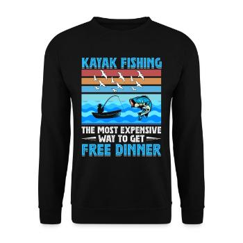 Fishing Kayak Paddling - Unisex Sweatshirt - black - Front - Alina (178cm) & Michal (187cm)