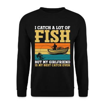 Fishing Kayak Paddling - Unisex Sweatshirt - black - Front - Alina (178cm) & Michal (187cm)