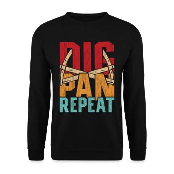 Prospecteur d’or Prospecteur d’or Dig Pan Repeat - Sweat-shirt Unisexe - noir - Devant - Alina (178cm) & Michal (187cm)