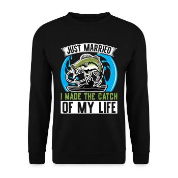 Fishing Kayak Paddling - Unisex Sweatshirt - black - Front - Alina (178cm) & Michal (187cm)