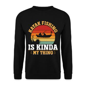 Fishing Kayak Paddling - Unisex Sweatshirt - black - Front - Alina (178cm) & Michal (187cm)