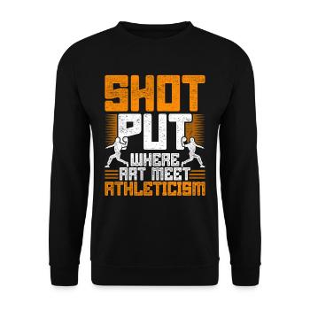 Kugelstoßer Shot Put Where Art Meet Athleticism - Unisex Pullover - Schwarz - Vorne - Alina (178cm) & Michal (187cm)