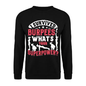 Burpees Exercices Entraînement - Sweat-shirt Unisexe - noir - Devant - Alina (178cm) & Michal (187cm)