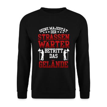 Straßenwärter betritt das Gelände Straßenbauer - Unisex Pullover - Schwarz - Vorne - Alina (178cm) & Michal (187cm)