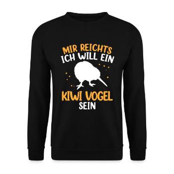 Will ein Kiwi Vogel sein Neuseeländischer Kiwi - Unisex Pullover - Schwarz - Vorne - Alina (178cm) & Michal (187cm)