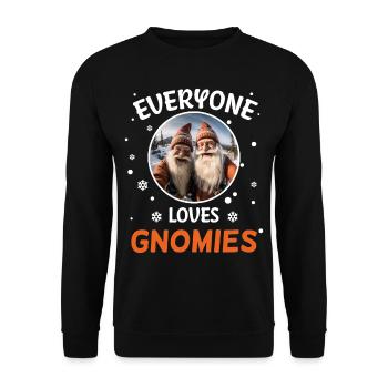 Everybody loves gnomes, dwarves, Santa Claus - Unisex Sweatshirt - black - Front - Alina (178cm) & Michal (187cm)