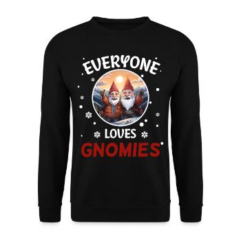 Jeder liebt Gnome Zwerge Weihnachtsmann - Unisex Pullover - Schwarz - Vorne - Alina (178cm) & Michal (187cm)