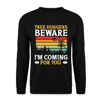 Disc Golfer hit Trees and Curse - Unisex Sweatshirt - black - Front - Alina (178cm) & Michal (187cm)