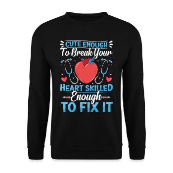 Nursing Assistant Design - Unisex Sweatshirt - black - Front - Alina (178cm) & Michal (187cm)