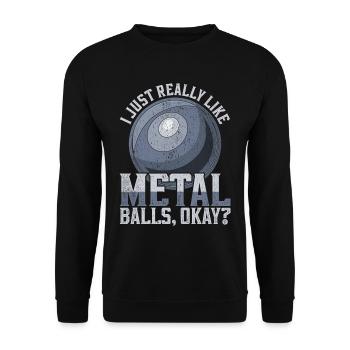 Lancer de poids, j’aime vraiment les boules de métal, d’accord ? - Sweat-shirt Unisexe - noir - Devant - Alina (178cm) & Michal (187cm)