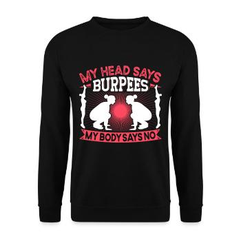 Burpees Exercices Entraînement - Sweat-shirt Unisexe - noir - Devant - Alina (178cm) & Michal (187cm)