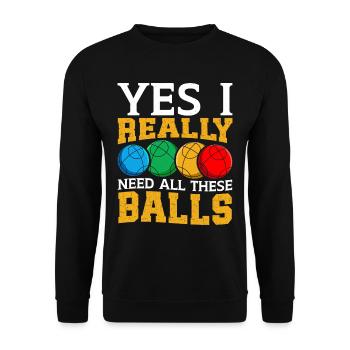 Funny Bocce Game - Unisex Sweatshirt - black - Front - Alina (178cm) & Michal (187cm)