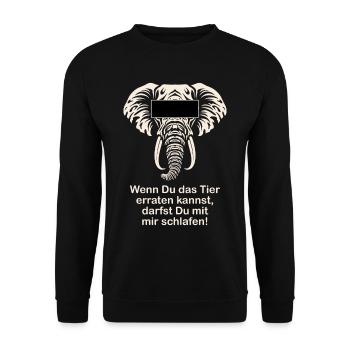 Elefant Lustiger Spruch Witzige Geschenkidee - Unisex Pullover - Schwarz - Vorne - Alina (178cm) & Michal (187cm)