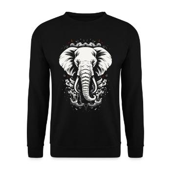 Eléphant Afrique Motif animal Animaux sauvages Animaux - Sweat-shirt Unisexe - noir - Devant - Alina (178cm) & Michal (187cm)