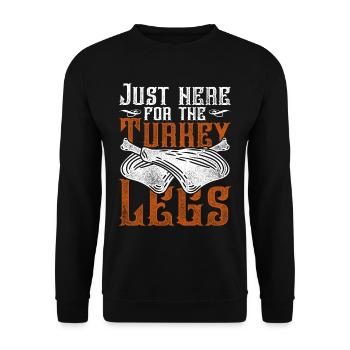 Mittelalterfest Just Here For The Turkey Legs - Unisex Pullover - Schwarz - Vorne - Alina (178cm) & Michal (187cm)