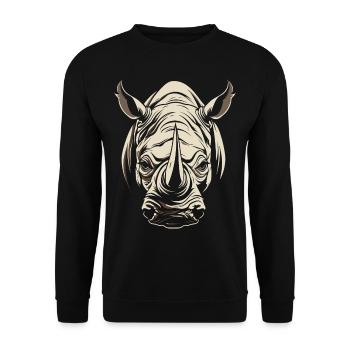 Rhino Africa Animal Motif Wildlife Animal Safari - Unisex Sweatshirt - black - Front - Alina (178cm) & Michal (187cm)