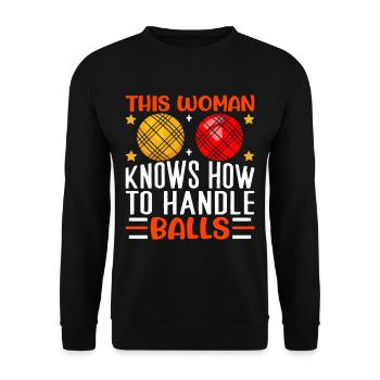 Funny Bocce Game - Unisex Sweatshirt - black - Front - Alina (178cm) & Michal (187cm)