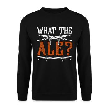 Mittelalterfest Mittelaltermarkt What The Ale? - Unisex Pullover - Schwarz - Vorne - Alina (178cm) & Michal (187cm)