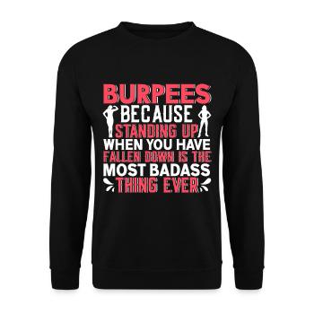 Burpees Exercices Entraînement - Sweat-shirt Unisexe - noir - Devant - Alina (178cm) & Michal (187cm)